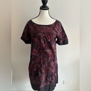 Comptoir Des Cotonniers Burgundy and charcoal Patterned Dress